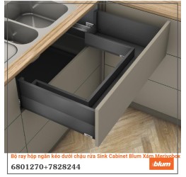 Bộ ray hộp ngăn kéo dưới chậu rửa Sink Cabinet Blum Xám Merivobox