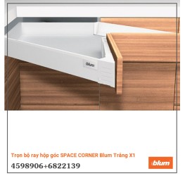 Trọn bộ ray hộp góc SPACE CORNER Blum Trắng X1