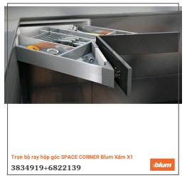 Trọn bộ ray hộp góc SPACE CORNER Blum Xám X1