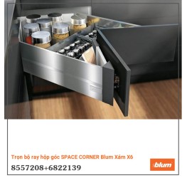 Trọn bộ ray hộp góc SPACE CORNER Blum Xám X6