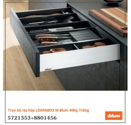 Trọn bộ ray hộp LEGRABOX M Blum 40kg Trắng