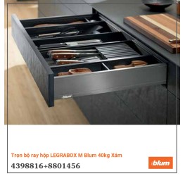 Trọn bộ ray hộp LEGRABOX M Blum 40kg Xám