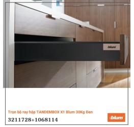 Trọn bộ ray hộp TANDEMBOX X1 Blum 30Kg Đen