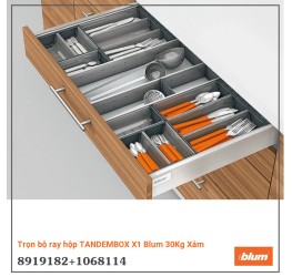 Trọn bộ ray hộp TANDEMBOX X1 Blum 30Kg Xám