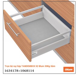 Trọn bộ ray hộp TANDEMBOX X2 Blum 30Kg Xám