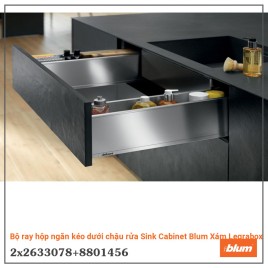 Bộ ray hộp ngăn kéo dưới chậu rửa Sink Cabinet Blum Xám Legrabox