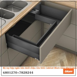 Bộ ray hộp ngăn kéo dưới chậu rửa Sink Cabinet Blum Xám Merivobox