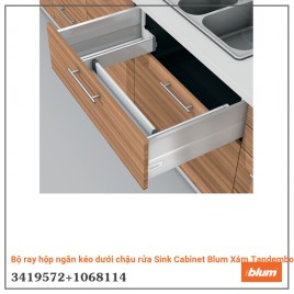 Bộ ray hộp ngăn kéo dưới chậu rửa Sink Cabinet Blum Xám Tandembox