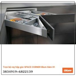 Trọn bộ ray hộp góc SPACE CORNER Blum Xám X1