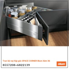 Trọn bộ ray hộp góc SPACE CORNER Blum Xám X6