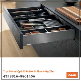 Trọn bộ ray hộp LEGRABOX M Blum 40kg Xám