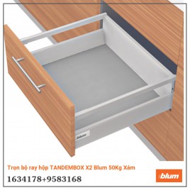 Trọn bộ ray hộp TANDEMBOX X2 Blum 50Kg Xám