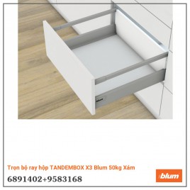 Trọn bộ ray hộp TANDEMBOX X3 Blum 50kg Xám