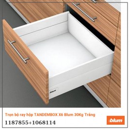 Trọn bộ ray hộp TANDEMBOX X6 Blum 30Kg Trắng